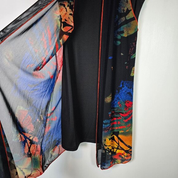 Vtg Y2K Fleur de Leis Sleeveless Multicolor Abstract Print Drape Dress, M, NWT - Picture 6 of 10